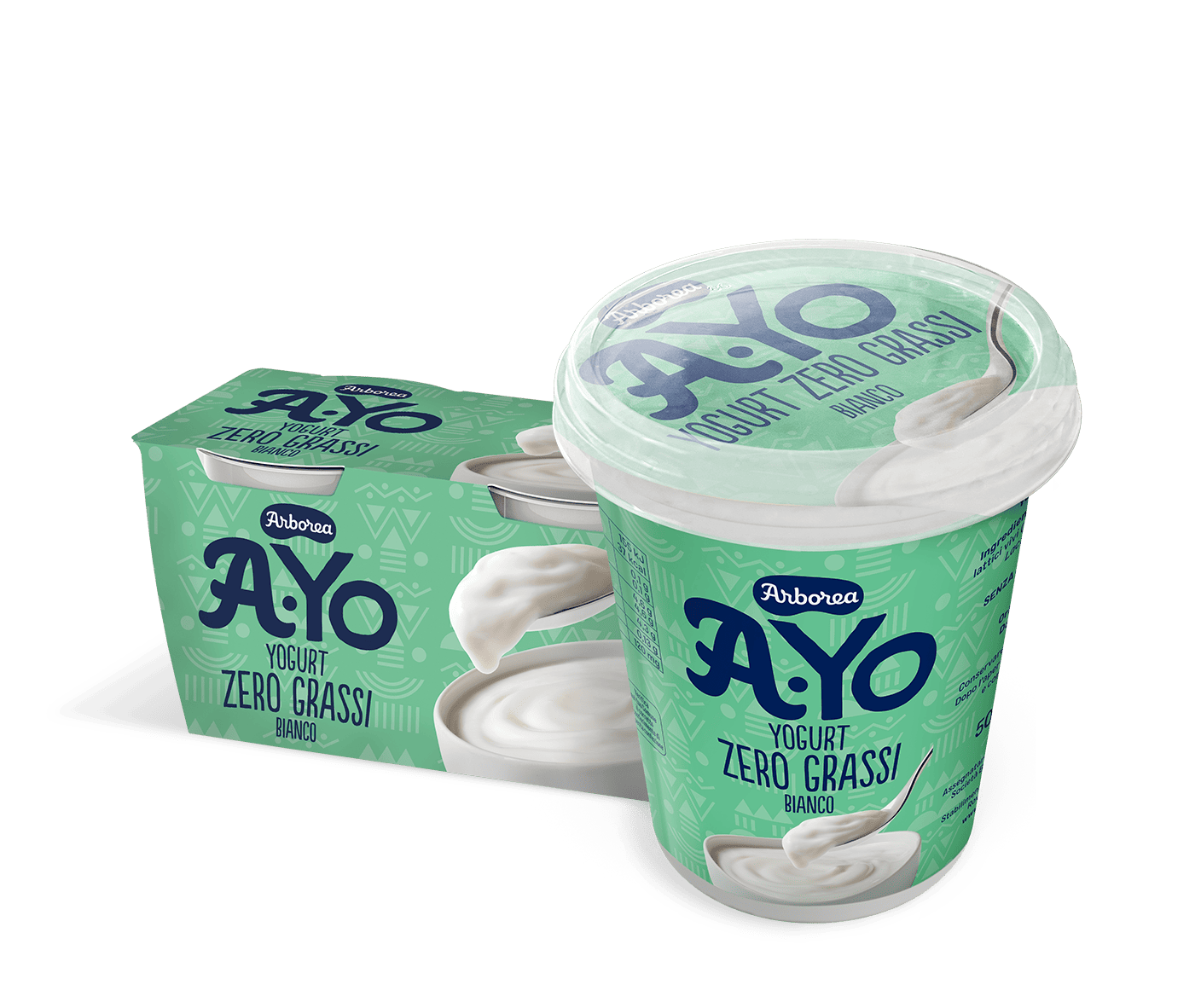 Pack di 2 vaschette piccola e grande di yogurt Arborea Zero Grassi gusto bianco naturale