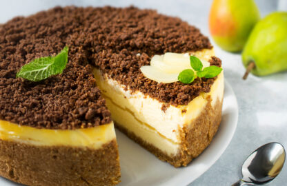 cheescake con ricotta e pere senza una fetta