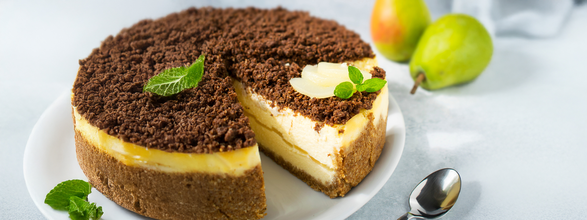 cheescake con ricotta e pere senza una fetta