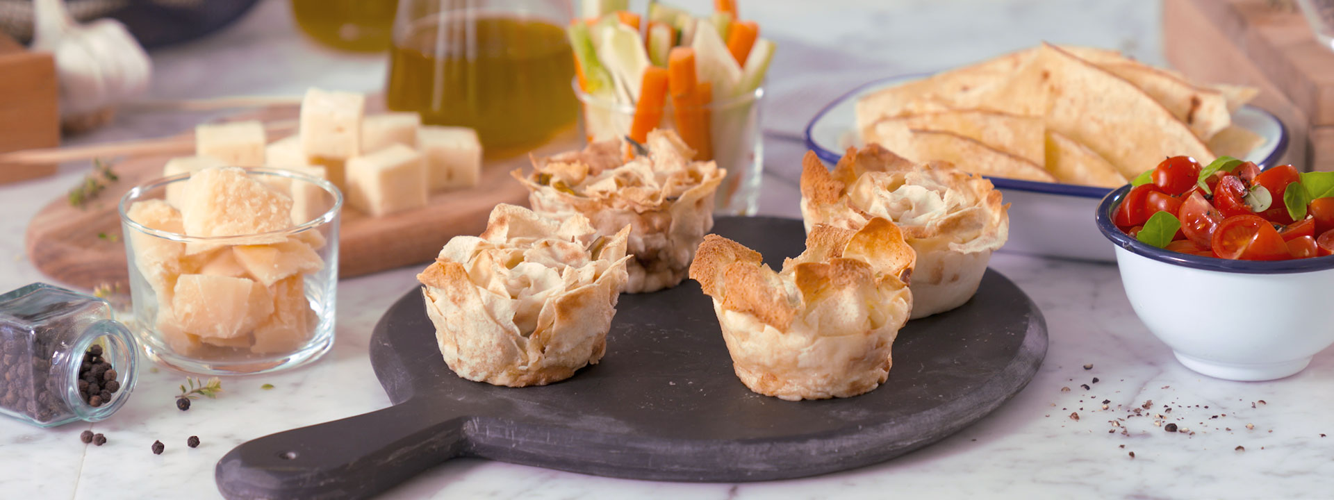 Cestini di Pane Carasau con carciofi e Dolcesardo