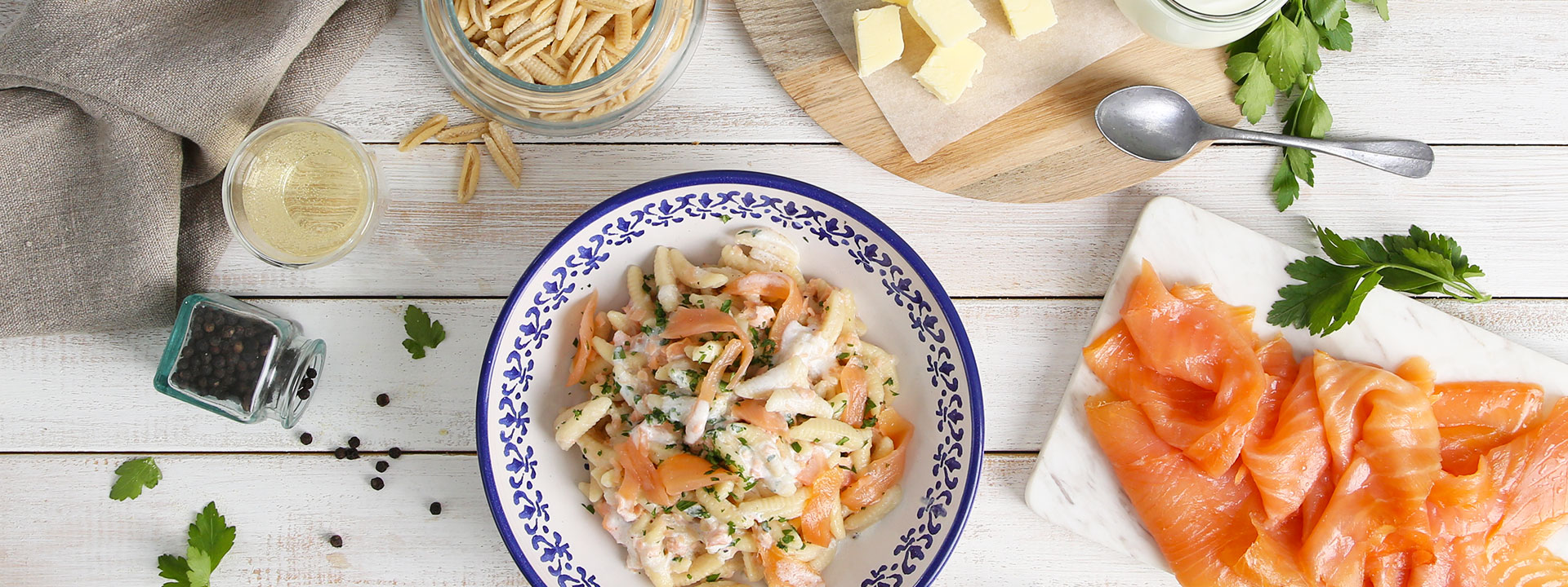 Gnocchetti sardi al Salmone in Salsa di Yogurt