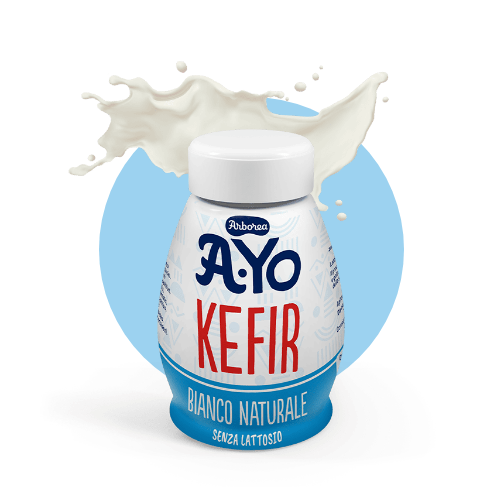 bottiglia di kefir da bere bianco Arborea con gocce
