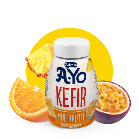 bottiglia di kefir da bere Arborea con frutta