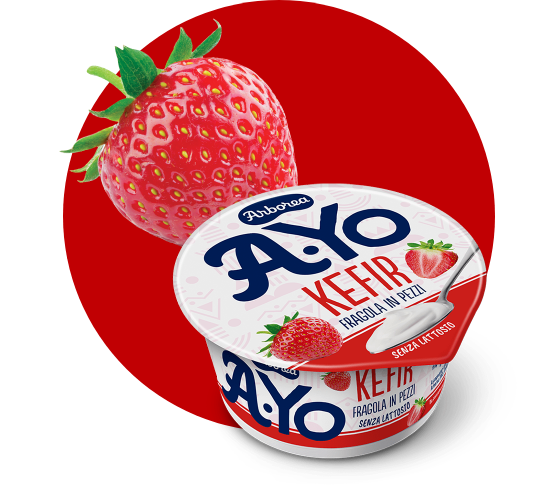 vasetto di kefir al cucchiaio Arborea con fragola
