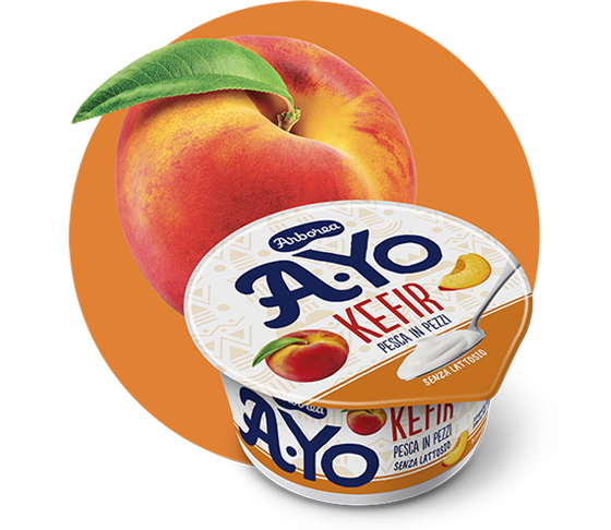 AYo Kefir al cucchiaio gusto pesca con pesca intera