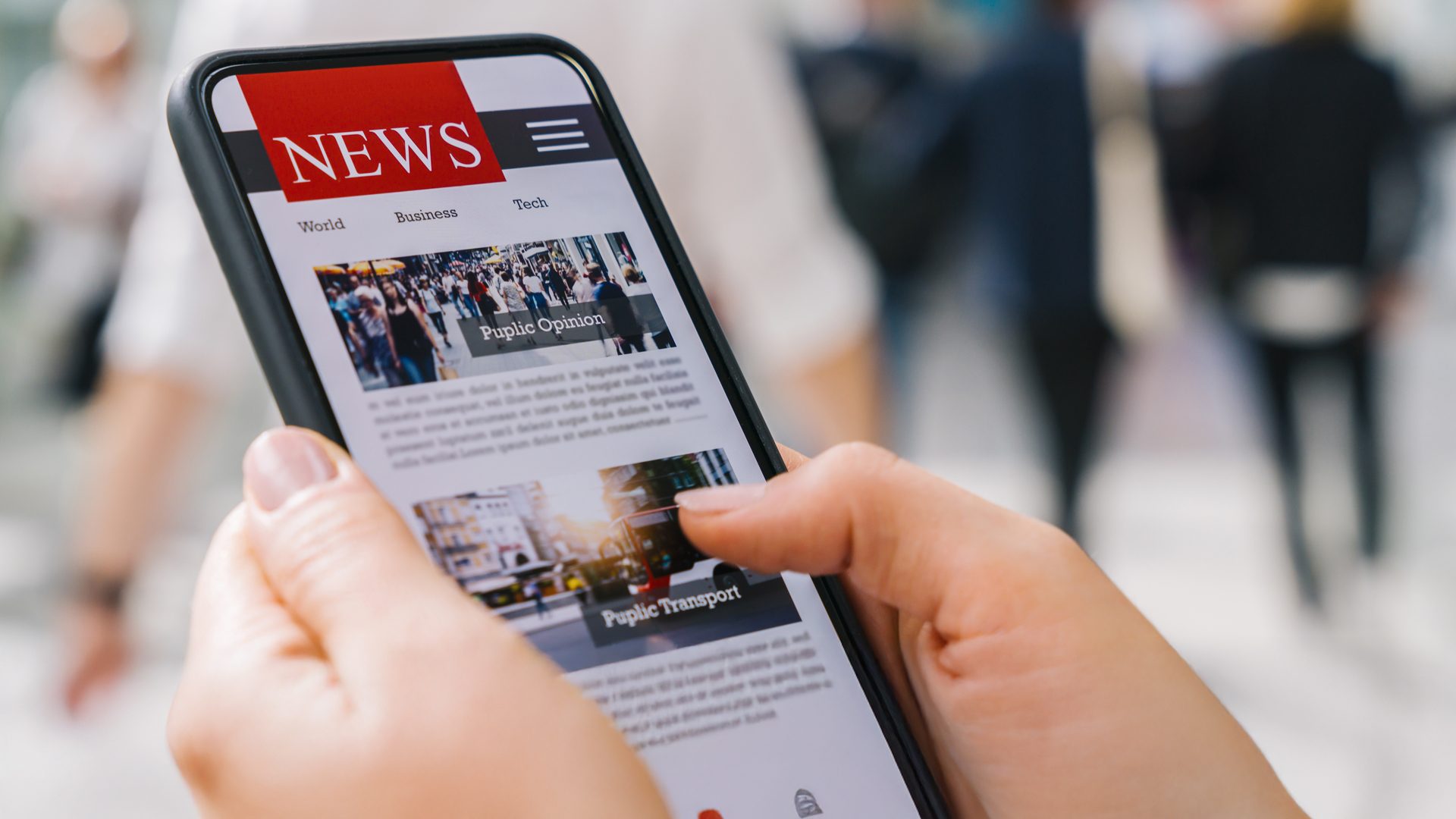 zoom su sito mobile di notizie
